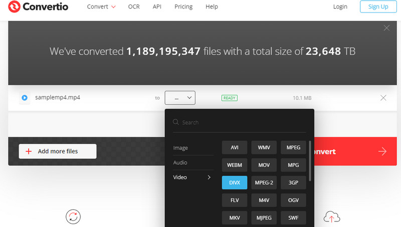 Convertio 変換インターフェース
