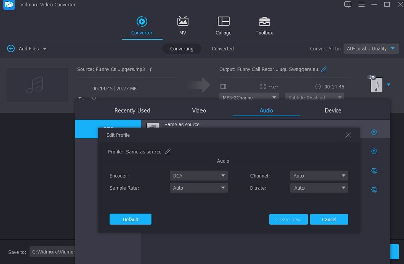 Vidmore で DTS ファイルを編集