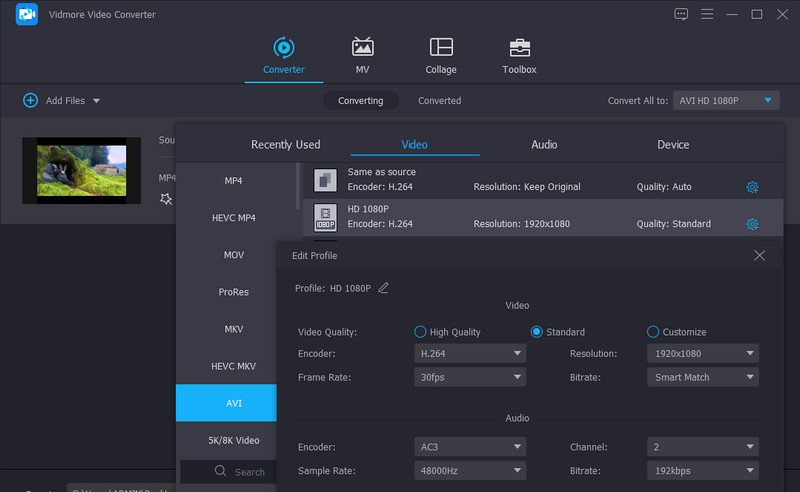 Vidmore パラメーター変更