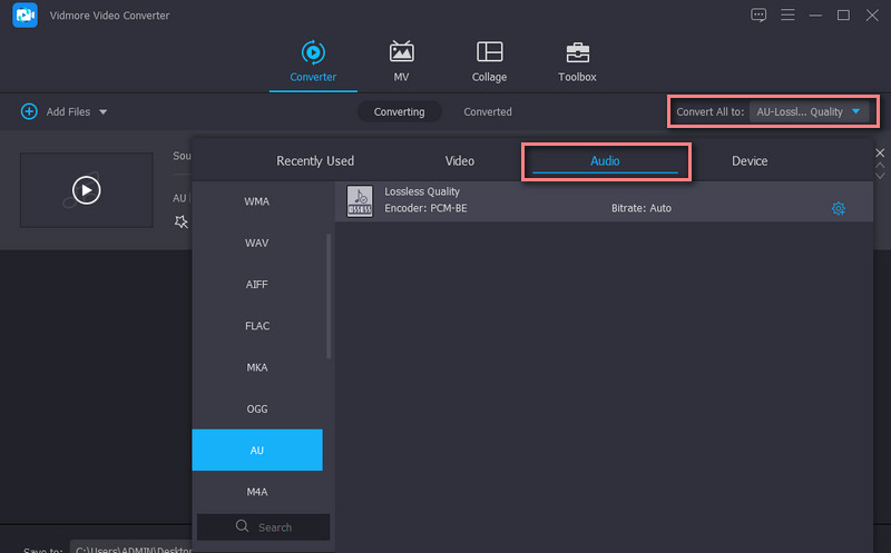 Vidmore 形式を選択