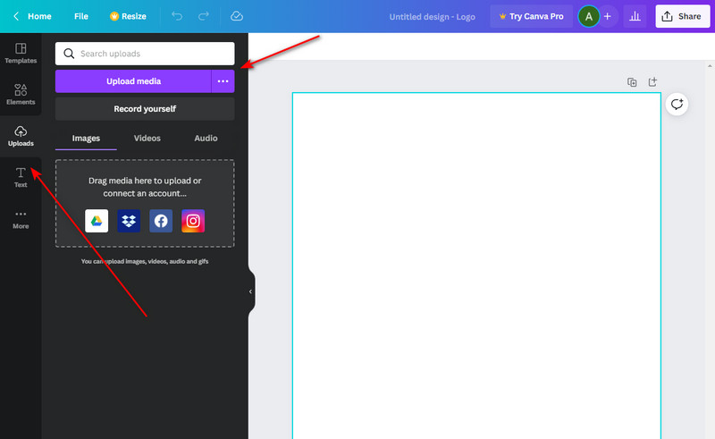 Canva 写真をアップロード