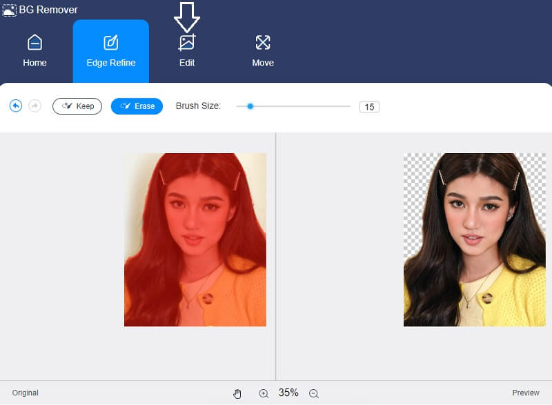 Vidmore Background Remover をプレビューをクリック