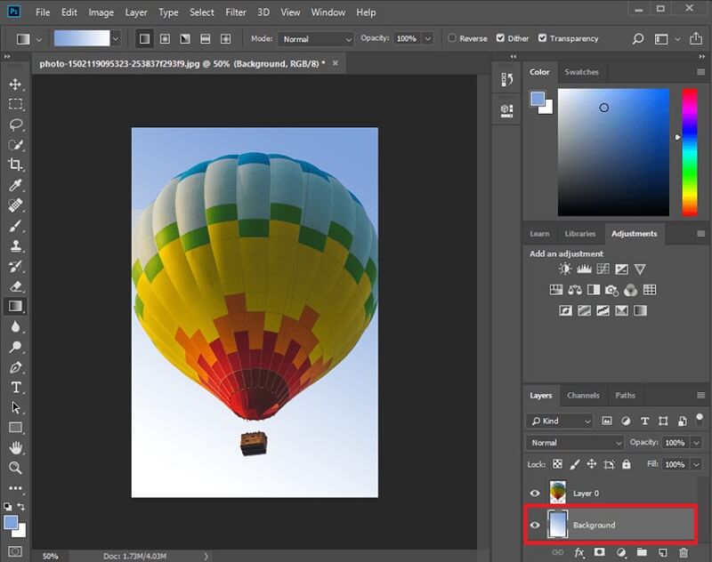 背景を編集 写真 Photoshop