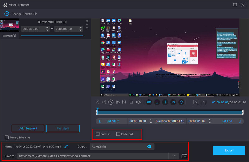 フェードイン・フェードアウト（Vidmore）