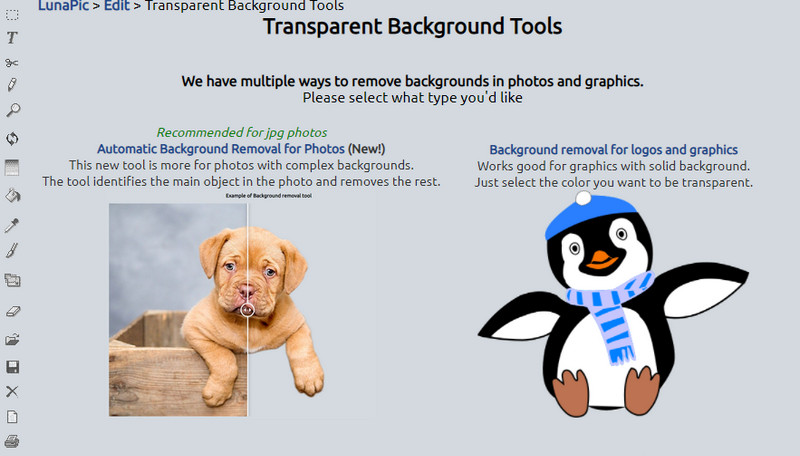 Lunapic 背景削除ツール