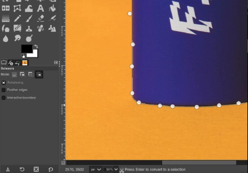 GIMP パスツールで背景を削除