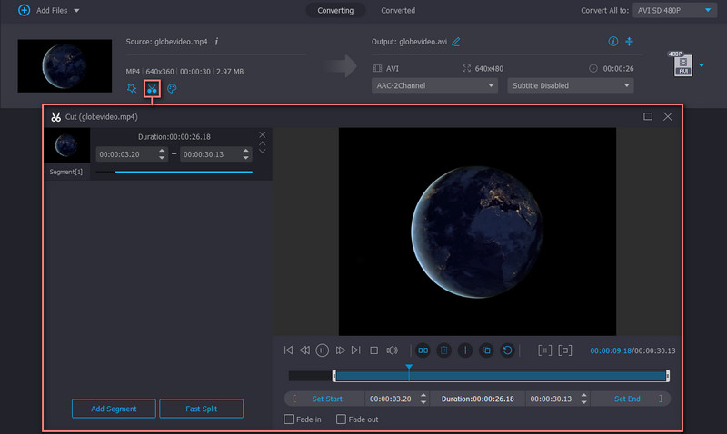 動画の長さをトリミング