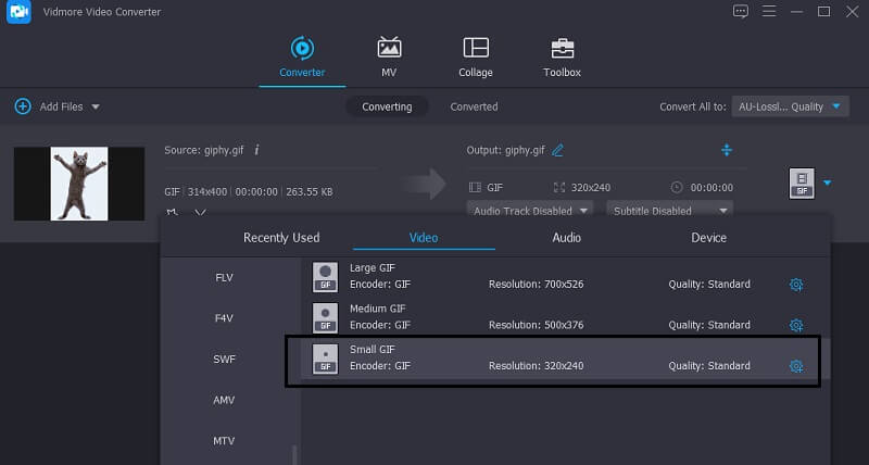 Small GIFを選択 Vidmore