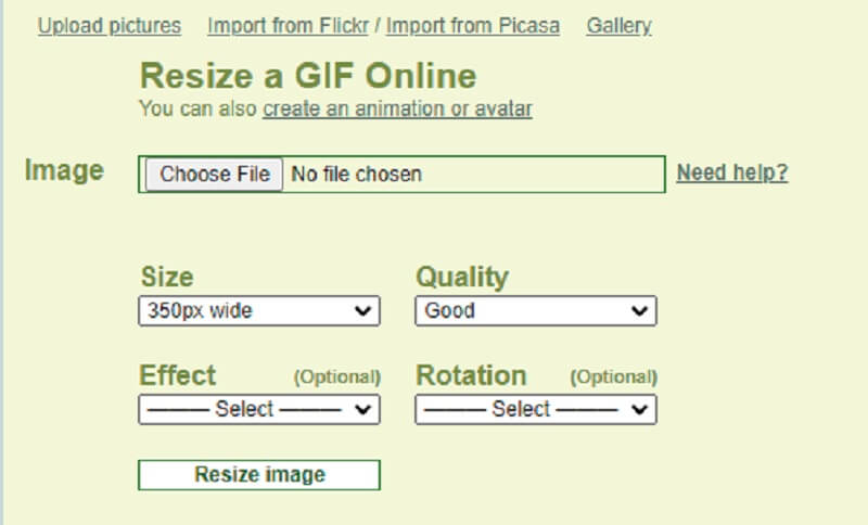 GIFを圧縮する Picasion