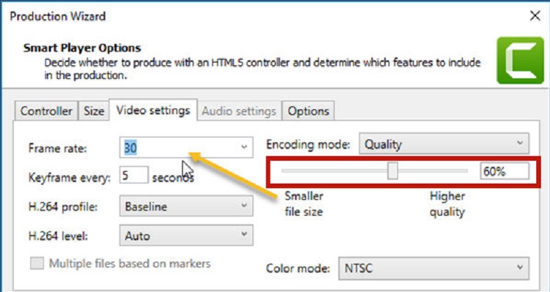 Camtasia で動画を圧縮
