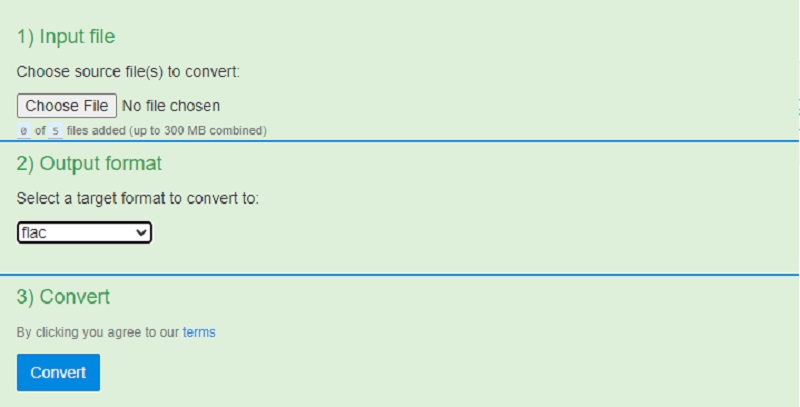 ALACをFLACに変換 FreeFileConvert