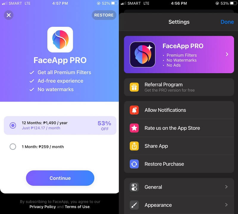 FaceApp ウォーターマーク削除
