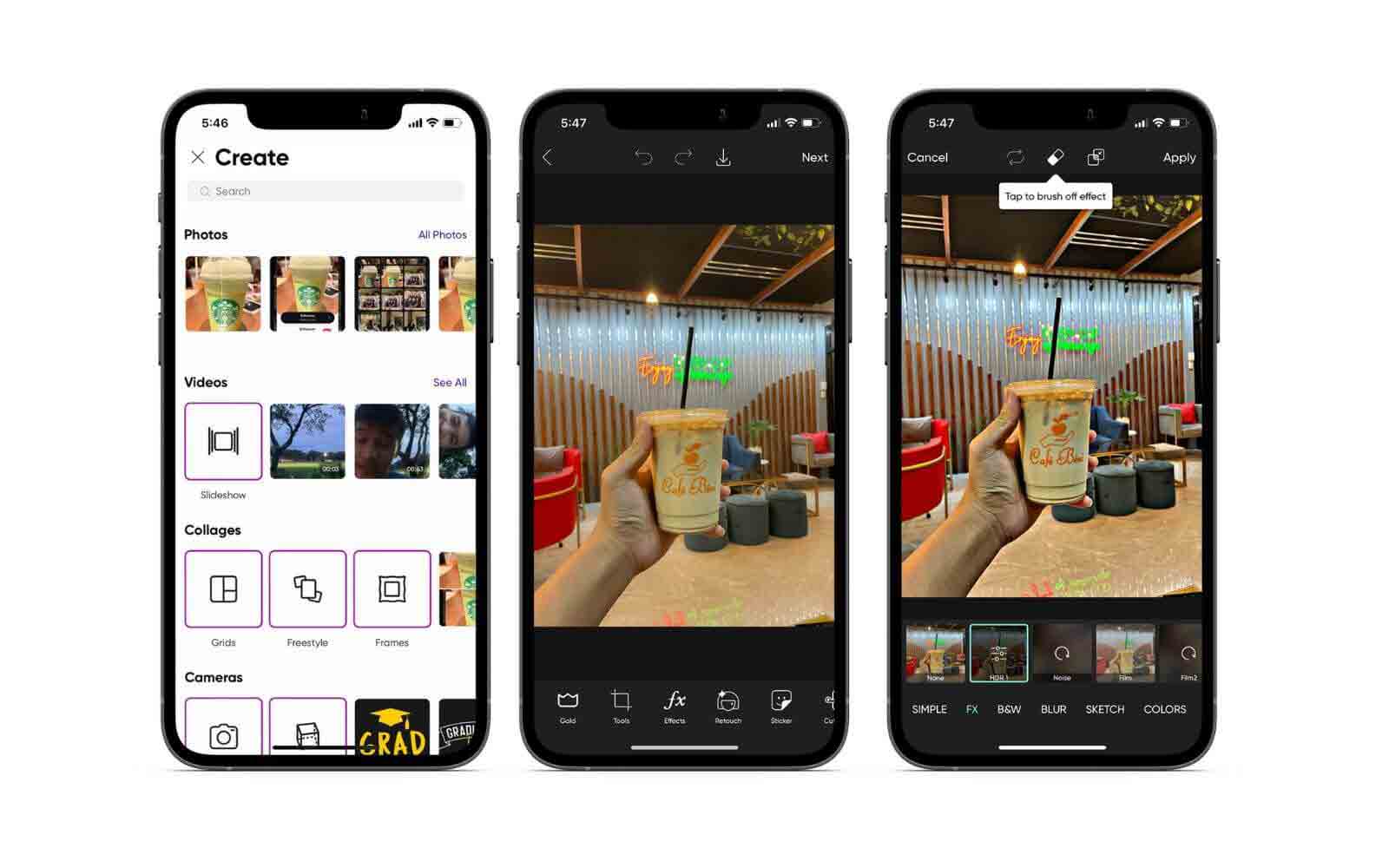 Picsart モバイルインターフェース