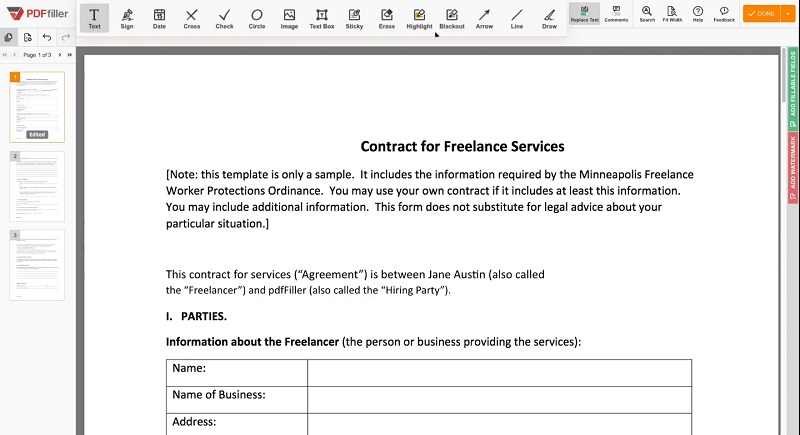 ウォーターマーク削除 PDFFiller