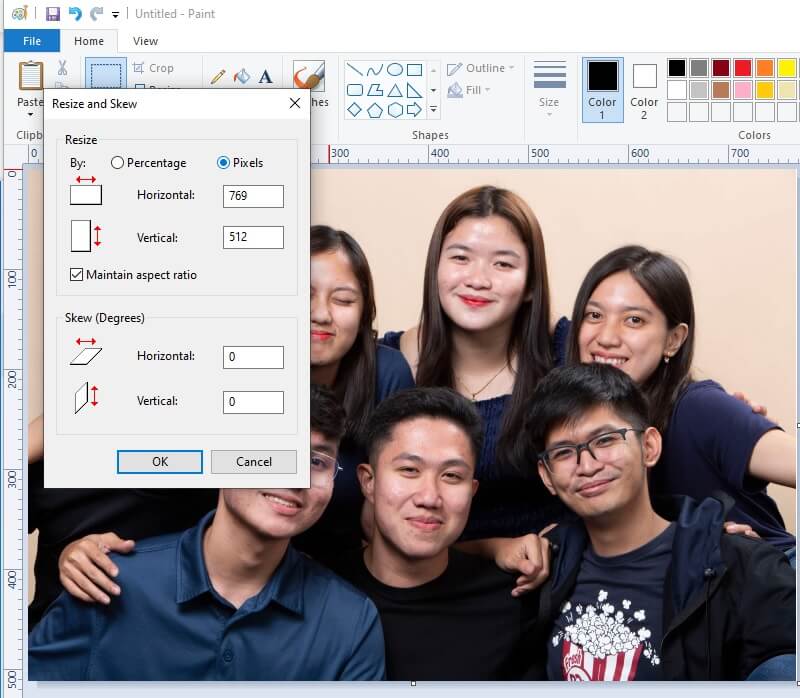 Microsoft Paint で画像をリサイズ