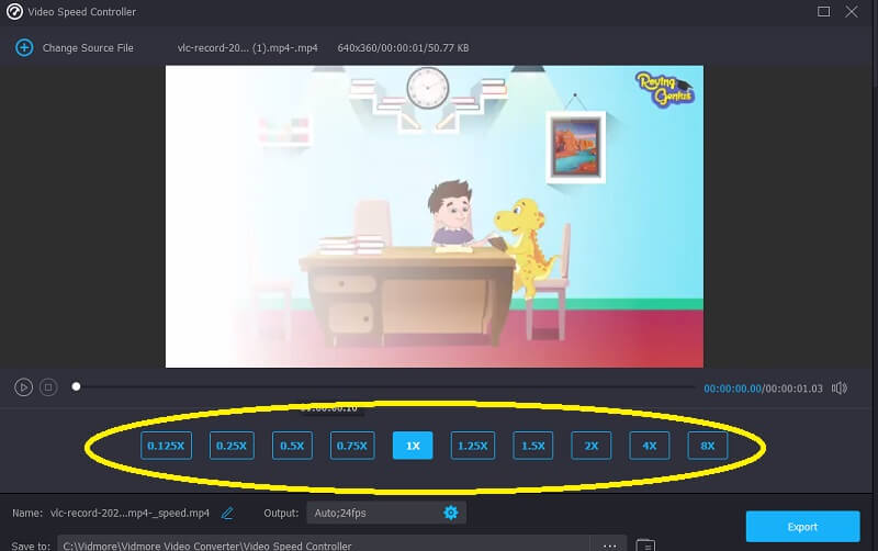 Vidmore で速度を変更