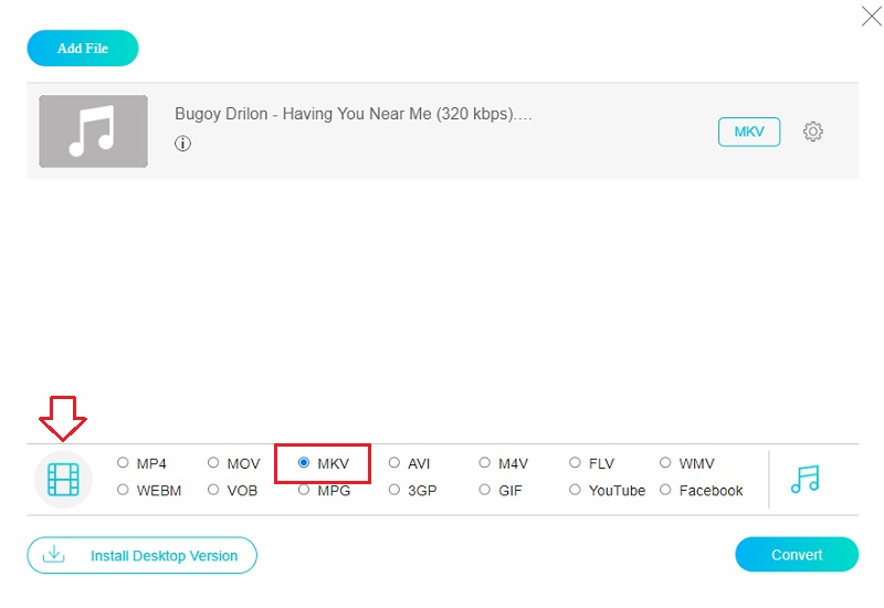 MKV を選択 Online Vidmore