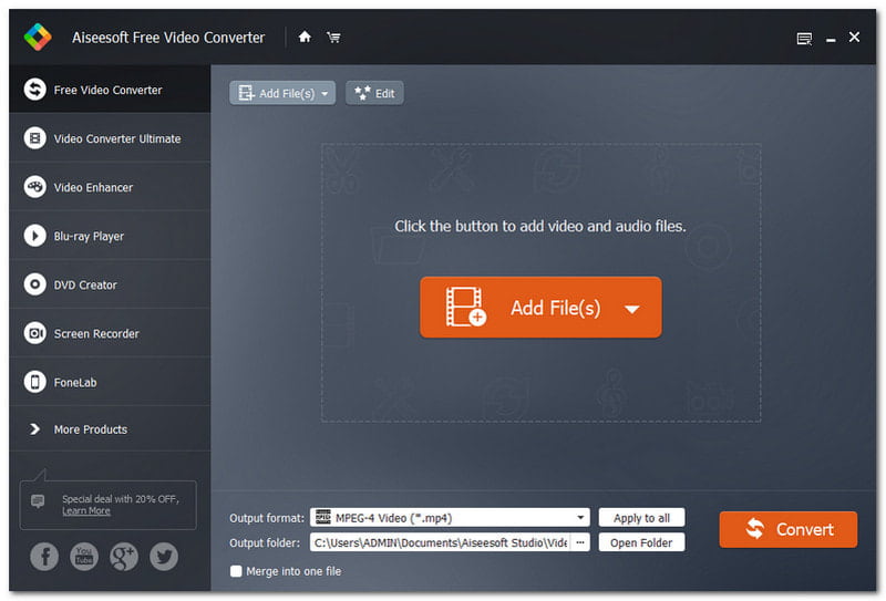 OGG を AVI に変換 Aiseesoft Free Video Converter
