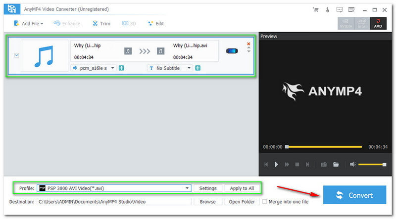 OGG を AVI に変換 AnyMP4 ビデオコンバーター 変換