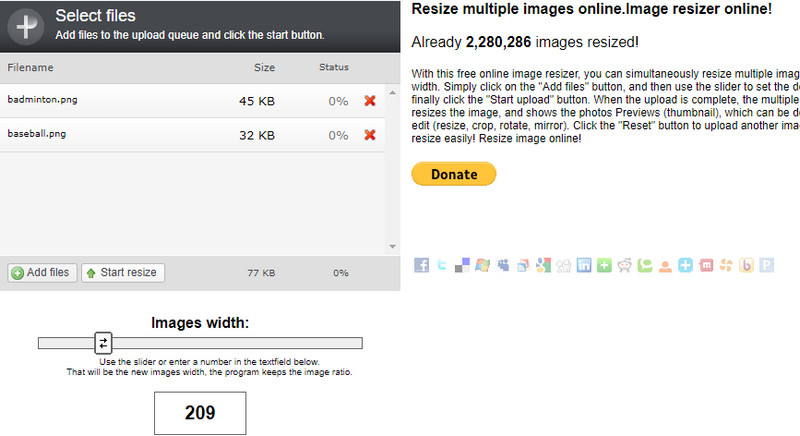 Online Image Resize ツール