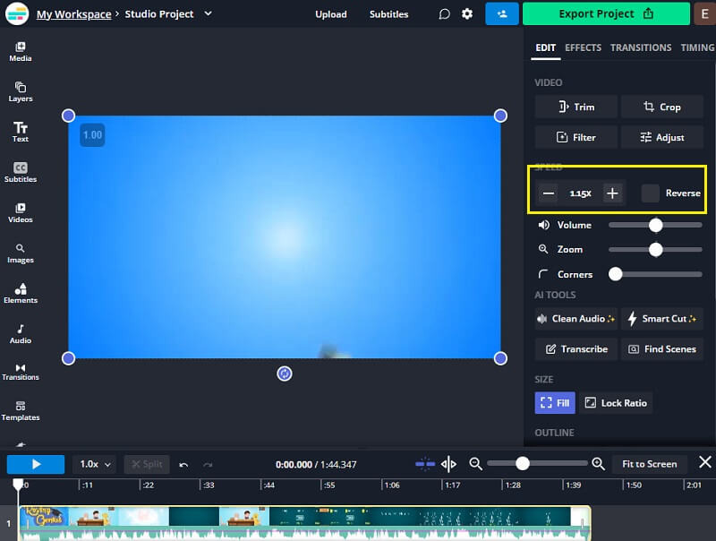 Kapwing 動画速度コントローラー