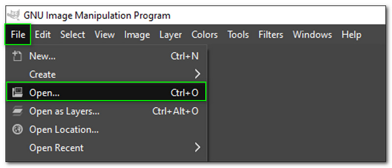 GIMPで画像サイズを変更する ファイルを開く