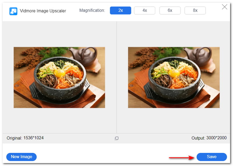 GIMPで画像サイズを変更する Vidmore Free Image Upscaler Online 保存ボタン