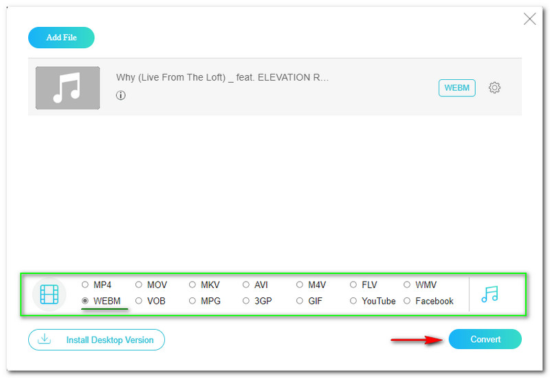 WAV to WEBM Vidmore Free Video Converter Online 変換ボタン