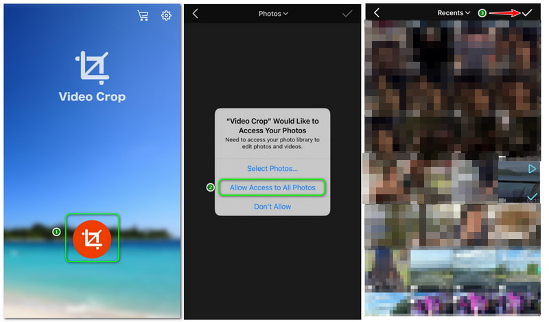 iPhoneで動画をクロップ すべての写真へのアクセスを許可