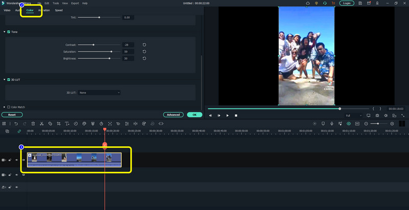 Filmora で色を調整する