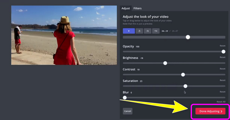 Kapwing で色調整が完了