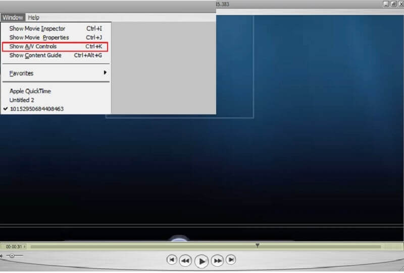 QuickTime プレーヤーメニュー