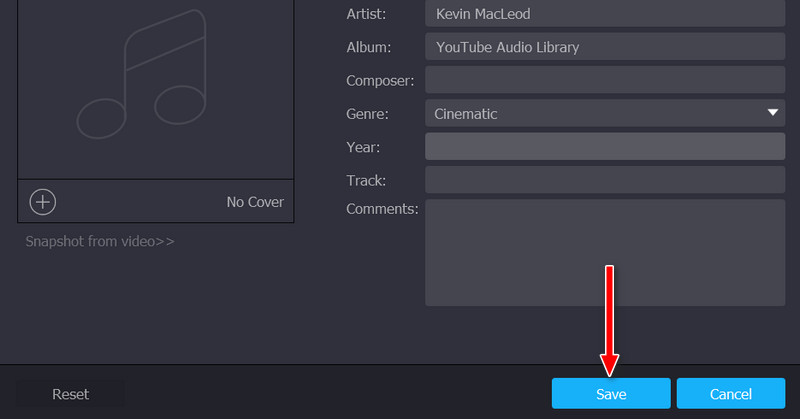 メタデータを表示して保存
