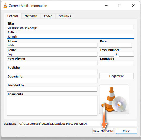 メタデータを保存