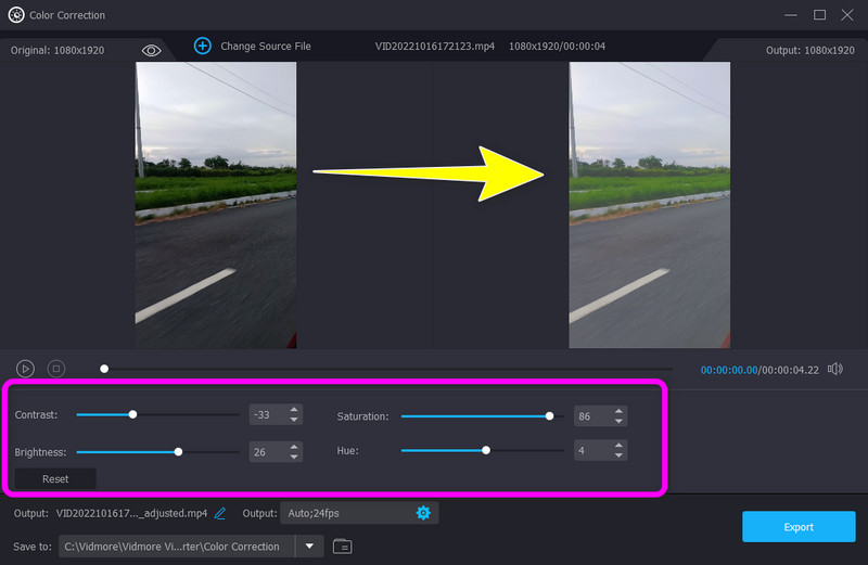 動画の色を調整