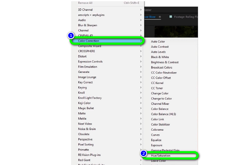 カラー補正 色相・彩度