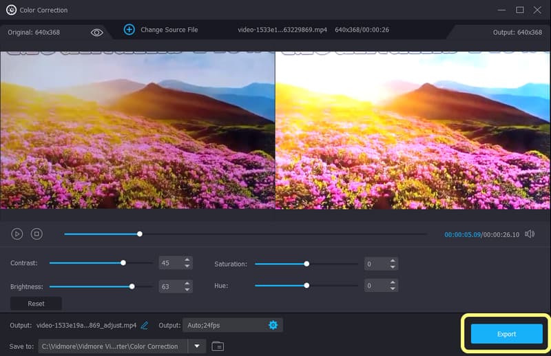 明るくした動画を書き出す