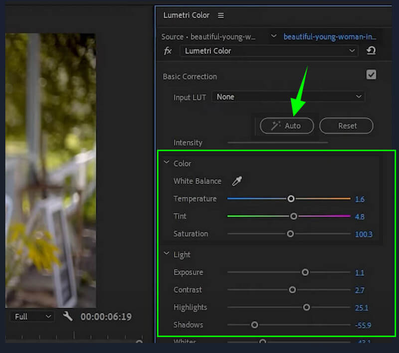 Premiere Pro 露出オーバー動画を修正