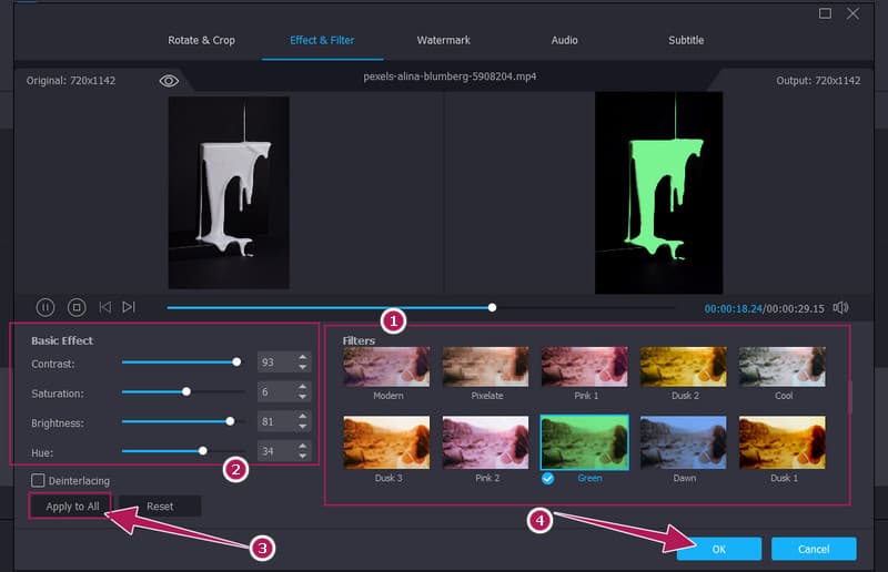 Vid フィルターとカラーを調整