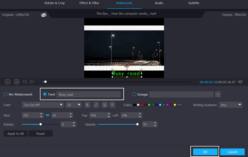 テキストをウォーターマークとして追加
