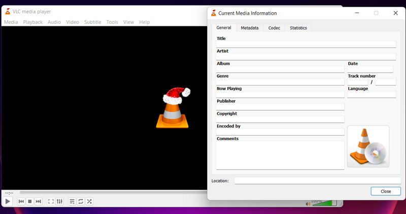 VLC メタデータ編集画面