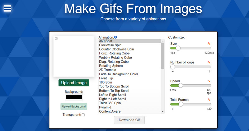 3D GIF Maker インターフェース