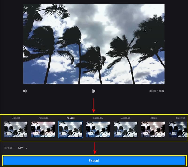 Clideo で動画にフィルターを追加