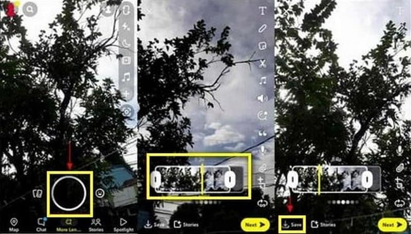 Snapchatで動画をトリミング