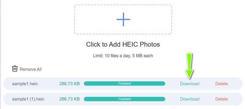変換済みHEICをダウンロード