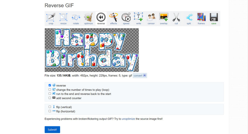 EZGIFでGIFを逆再生
