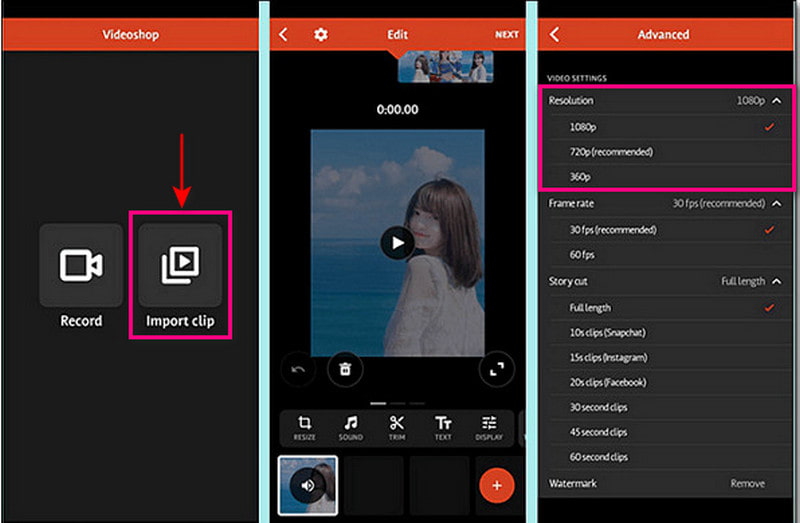 Videoshop Androidで動画にシャープ効果を追加する方法
