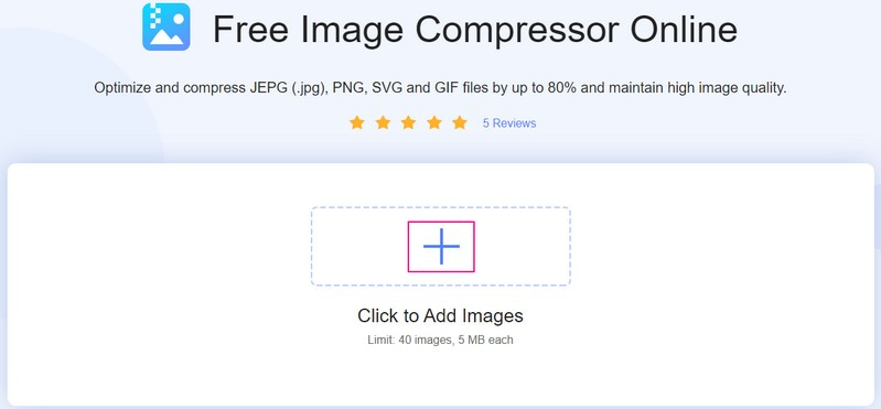 Vidmore 無料画像圧縮オンラインツールに画像を追加