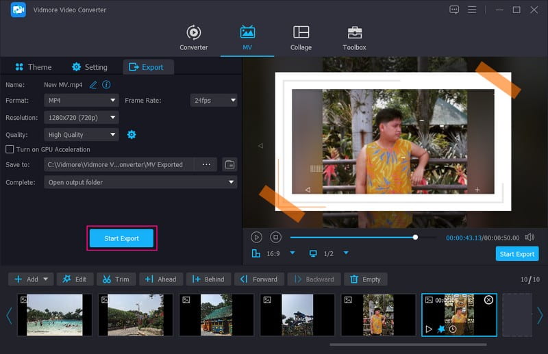 画像・動画スライドショーを書き出す