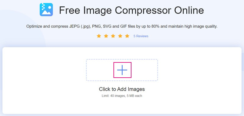 JPGファイルをVidmore無料オンライン画像圧縮ツールに取り込む